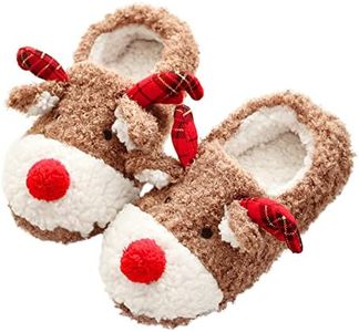 bestfur Hand Made Lovely Deer Plush Soft Warm Home Slippers Shoes for Women