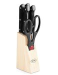 Multipurpose Kitchen Knifes 6 Piece Set with Wooden Block | Tempered Steel | Surface Finish | Sturdy Handles.