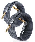 RUXELY 6.35mm TRS Instrument Cable 3M 2-Pack,Right Angle 90 Degree 1/4 Inch Male Jack Stereo Audio Cord,6.35 Balanced Line Lead for Electric Guitar,Bass,Keyboard,Mixer,Amplifier/AMP,Speaker,Equalizer