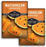 Orangeglo Watermelon Seed for Planting - 2 Packets with Instructions to Plant and Grow Orange Watermelon in Your Home Fruit Garden - Non-GMO Heirloom Variety - Survival Garden Seeds