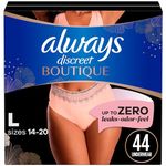 Always Discreet Boutique, Incontinence & Postpartum Underwear For Women, Maximum Protection, Large, 44 Total Count (2 Packs of 22 Count)