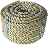 LABLT 3/4 inch Twisted ProManila Rope Cordage, 100 feet UnManila 3 Strand Synthetic Polypropylene Rope Tan Thick Polypropylene Cord for Indoor Outdoor Use, Tug of War, Marine