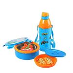 CELLO Tiffy Hotwheelz Gift Set Insulated Lunch Box & Water Bottle for Kids | Tiffin Box 460 ml, Water Bottle 400 ml, Blue & Orange | Leak Proof | Easy to Clean | Ideal for School, Picnic