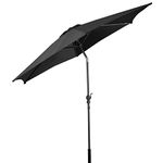 TANGZON 2.7M/3M Tilting Patio Umbrella, Portable Powder-coated Steel Garden Parasol with Crank Handle, Outdoor UV Protective Windproof Sun Shade for Deck Yard Lawn Poolside (2.7M, Black)