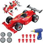 F1 Construction Toy Building Blocks - 24 Pieces - 2 in 1 Easy Build Your Own Racing Car Kit with Electric Drill Tool - Take Apart Toys Gifts for 3+ Years Old Boys Kids