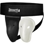 ZHENGTU Groin Protector Cup Kickboxing, Boxing, Muay Thai, MMA, Sparring Groin Guard, Jockstrap Karate Training, BJJ Protection, Baseball, Soccer, Basketball Removable TPE Cup with Silicone (BLACK, S)