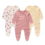 JELYLOVE Unisex Baby Boy Girl Footies Rompers Cotton Long Sleeve 3 Pack Infant Jumpsuits 0-12Months Babies' Outfits