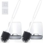 Lefree 2 Pack Silicone Toilet Brush,Homemod Toilet Bowl Brush and Holder Set with Ventilated Holder, Toilet Cleaner Brush for Bathroom,Floor Standing & Wall Mounted Toilet Scrubber Without Drilling