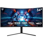 KTC 34 Inch WQHD Curved Gaming Monitor, 3440x1440 Ultrawide PC Monitor 1500R, 180Hz 21:9 Display, Adaptive Sync, 1ms MPRT, 4000:1 Contrast, Tilt/Swivel/Pivot/Height Adjustment, HDMI2.0 & DP1.4,H34S5