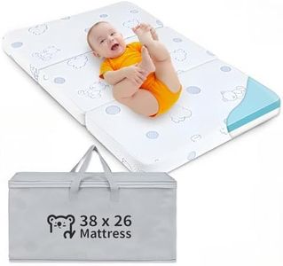 HREVAI 3" Tri-Fold Pack and Play Mattress, Dual Sided Firmness for Infant Safety & Toddler Comfort, 38x26 Portable Travel Mattress with Storage Bag, Washable Cover, CertiPUR-US Certified