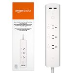 Amazon Basics Smart 3-Outlet Surge Protector Power Strip with 2 USB Ports, Works with Alexa - A Certified for Humans Device