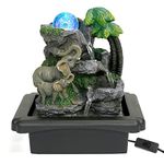 Dyna-Living Indoor Tabletop Fountain with LED Light Upgrade Switch Indoor Water Features Elephant Water Fountain for Home Decoration Meditation Relaxation