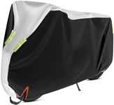 Bike Cover (with Lock & Storage Bag), Waterproof Outdoor Bicycle Cover, Heavy Duty Ripstop Oxford Fabric Snowproof Dustproof for Beach Cruiser Bicycle Highway Mountain E-Bike, (Black Patchwork Silver)