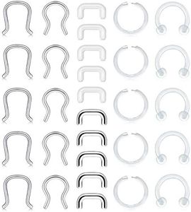 D.Bella 16G Clear Flexible Septum Retainer Plastic & Surgical Steel Nose Septum Ring Piercing Jewelry for Women Men