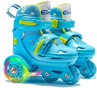 Adjustable Roller Skates for Girls & Boys with Light Up Wheels (Age 3-9) – Roller Skates with Illuminating Wheels (S Size)