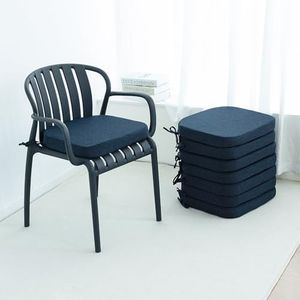 Helios&Hestia Indoor Dining Chair Cushions with Ties for Kitchen, Outdoor Seat Pads with Removable Cover, Non-Slip Bottom, Waterproof, High-Resilient Foam, 17" x 16" x 2", Set of 8, Navy Blue