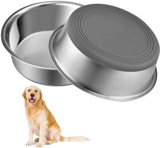 Stainless Steel Dog Bowls Metal Large Dog Water Bowl - Food Grade, BPA Free, with Anti-Slip Silicone Bottom for Wet and Dry Foods for Medium to Large Dogs, Easy to Clean (1.75 litre Each, Set of 2)