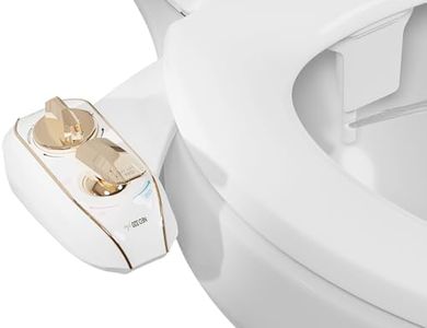 LUXE Bidet NEO 320 Plus - Only Patented Bidet Attachment for Toilet Seat, Innovative Hinges to Clean, Slide-in Install, Advanced 360° Self-Clean, Warm, Dual Nozzles, Feminine & Rear Wash (Gold)