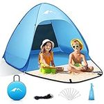 PUREBOX Large Pop Up Beach Tent for 1-3 Person, Portable Automatic Waterproof Sun Shade Tent Easy Set Up Lightweight Pest Proof UV 50+ Sun Shelter with Extended Zippered Porch