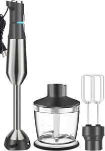 Gavasto Immersion Blender RPM 16000±10% Scratch Resistant Hand Blender,15 Speed and Turbo Mode Hand Mixer, 3-in-1 Heavy Duty Copper Motor Stainless Steel Smart Stick with Egg Beaters and Chopper