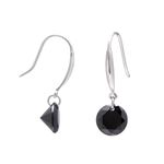 8 MM Loose Diamond Cut Black Cubic Zirconia Earrings for Women, Trendy Sterling Silver Earrings