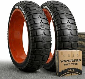 HEB VIPERESS 26x4.0 Fat Tire - Puncture Resistant Ebike, 26x4 Fat Bike for Electric Bike, MTB, Heavy Duty, All Terrain for Street/Trail Riding (Qty 2 - Silver Logo, 26 x 4 Fat)