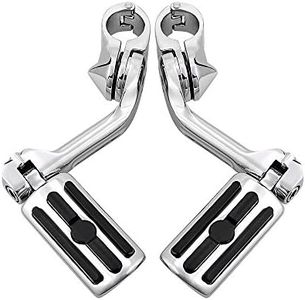 Set Footpeg Foot Rest + Adjustable 1.25" Long Angled Highway Peg Mount Compatible with Harley 32mm 1 1/4" Engine Guard