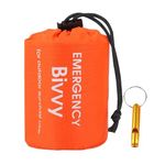 Bivvy Bag Survival Bag Emergency Blanket Emergency Bivvy Bag Survival Bivvy Bag Cold Protection Waterproof Emergency Blanket with Whistle Reusable for Outdoor Camping Hiking (Bright Orange)