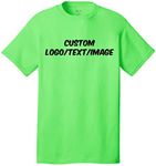 INK STITCH Unisex PC54 Custom Design Your Own Cotton Short Sleeve Tshirts - Neon Green (3XL)