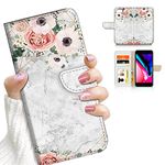 AJOURTEK for iPhone 8 Plus, iPhone 7 Plus, iPhone 6 Plus, Art Designed Flip Wallet Style Cover Case Fancy Flower Full Body Protection AD003 (#24880 White Marble Flower)