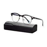 GY snail Blue Light Blocking Clear Glasses for Men, Anti Eyestrain Better Sleep, Round Computer Semi Rimless Nerd Glasses (Black Frame)