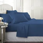 Danjor Linens Queen Sheet Set - 6 Piece Set Including 4 Pillowcases - Deep Pockets - Breathable, Soft Bed Sheets - Wrinkle Free - Machine Washable - Navy Sheets for Queen Size Bed - 6 pc