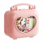 KREPS® Hair Accessories Organizer Box Suitcase, Hair Ribbon Storage Box Multi-Purpose Organizer with Handles for Nail Hair Accessories Sewing Supplies Makeup Art Supplies (Baby Pink)