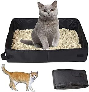 Caja de Arena para Gatos, Caja de Arena para Mascotas, Arenero para Gatos, Caja de Arena para Gatos, Bandeja de Arena para Mascotas, para Interior, Viaje, Camping, Parque (Negro)