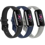 3 Pack Bands Compatible with Fitbit Luxe Bands, Soft Silicone Sport Replacement Wristbands Strap for Fitbit Luxe Women Men