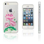 Xcessor Flower with Dragonfly Glossy Flexible TPU case for Apple iPhone SE / 5 / 5S. Transparent/Multicolored