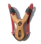 Gulel Sport® Slingshot Catapult, Hard Wood, Natural Wood Color, with Red Rubber, Pocket Shooter Series - Classic Shooter Pro