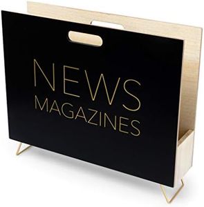 Balvi Portariviste News Colore Nero per riviste, cataloghi e giornali Maniglia Integrata Legno MDF