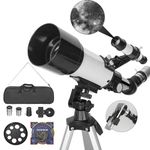 BQKOZFIN Telescopes for Adults Astronomy, 70mm Aperture 400mm Refractor Telescope with Finder Scope Tripod Phone Adapter Backpack, Travel Telescope for Beginners for Moon, Planets and Stargazing