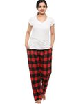 Shinekaart Pajama Bottom for Women with Pockets Stretch Plaid Sleepwear Drawstring Pj Bottoms | Pants Women Lounge Pants Comfy | Combed Cotton Checkered (2XL)