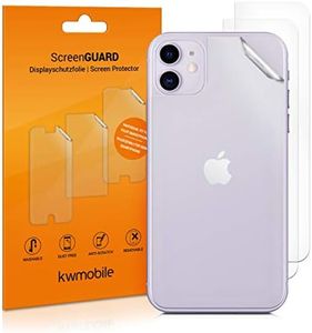 kwmobile Set of 3X Back Covers Compatible with Apple iPhone 11 - Back Screen Protector Pack Transparent Protective Films