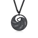 Personalised Necklaces for Women 4 Names Black Engraved Pendant for Birthday Christmas Thanksgiving Day Engagement Friendship Best Friend