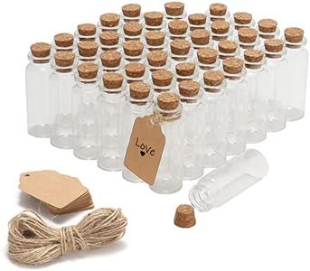 40 Pcs 20ml Mini Glass Bottles with Cork Stoppers, DIY Decoration Tiny Glass Jars, Mini Vials Cork, Message Wishing Bottle with Label Tags and String for Arts Crafts, Decoration, Party Favors