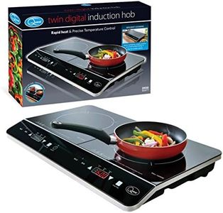 Quest 35840 Digital Double Induction Hob & Hot Plate / 10 Temperature Settings from 60-240°C/Touch Control with LED Display/Automatic Overheat Protection / 2800W