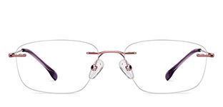 Vincent Chase By Lenskart | Pink Unisex Zero Power Bluecut & Antiglare Computer Eyeglasses For Eye Protection and Strain | Stainless Steel | Rimless Rectangular | Medium | VC E14324