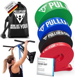 PULLUP & DIP Resistance Bands Pull Up Bands for Assisted Pull Ups, Calisthenics, Crossfit, Pull Up Bar; Premium Fitness Bands incl. Pouch, Exercise Guide + Door Anchor (for Sets)