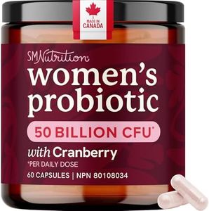 Womens Probiotic with Cranberry | 50 Billion CFU for Gut Health, Bloating Relief & Digestive Support | With Cranberry for Vaginal Health | Gut Health Supplements for Women | Made in Canada | 60 Ct.