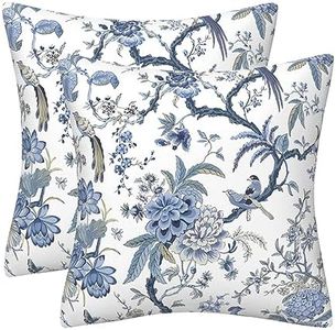 DILOXNSU Set of 2 Cushion Covers 45 x 45 Double-Sided Blue Birds Flower Velvet Modern Chinoiserie Decorative Square 18 x 18 Inches Pillow Cover for Sofa Livingroom Bed Couch Cushions Cases