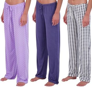 3 Pack: Womens Plus Size Pajama Pants Yummy Soft Knit Pajamas for Women Pant Bottoms Clothes Sexy Pijamas de mujer Sets PJs Fuzzy Silk Sleepwear Lounge Comfy Night Plaid Pink PJ Just My - Set 1, 3X