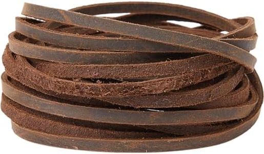GORGECRAFT 5m*4mm*2mm Cuerdas de Cuero de Vaca Cordón de Cuero Plano Cuerda de Cuero Genuino Hilo Trenzado para Pulseras Tobilleras Collar Fabricación de Joyas Llaveros Bota Encaje, Saddle Brown